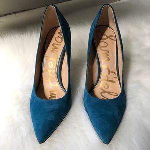 Sam Edelman Teal Suede Pointed-Toe Pumps